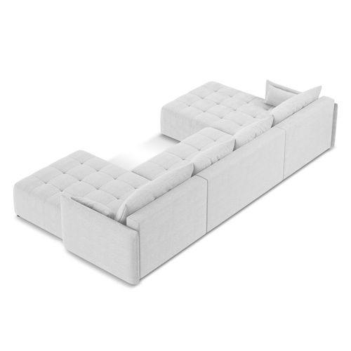 Canapé Panoramique 5 Places Moku En Tissu Bouclette Argent