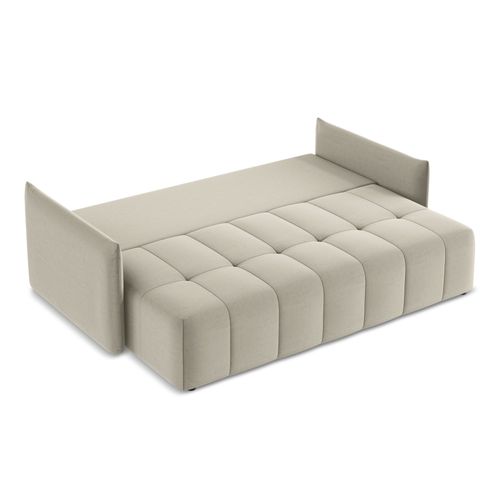 Canapé 3 Places Convertible Moku En Velours Perle