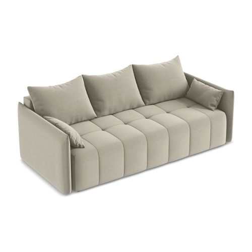 Canapé 3 Places Convertible Moku En Velours Perle