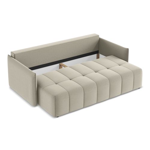 Canapé 3 Places Convertible Moku En Velours Perle