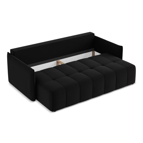 Canapé 3 Places Convertible Moku En Velours Noir