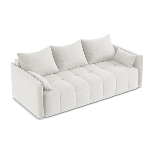 Canapé 3 Places Convertible Moku En Tissu Bouclette Blanc