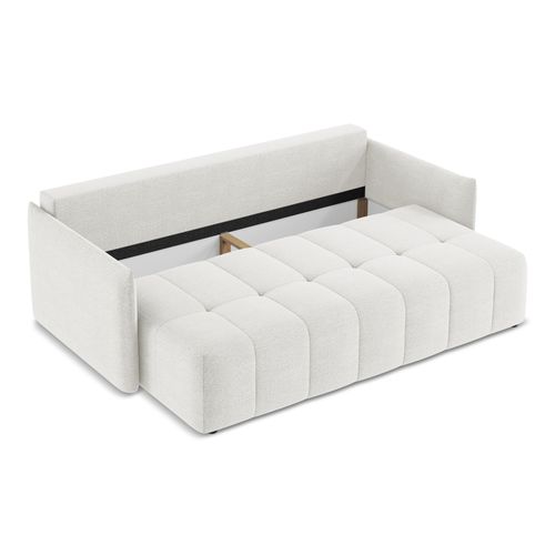 Canapé 3 Places Convertible Moku En Tissu Bouclette Blanc
