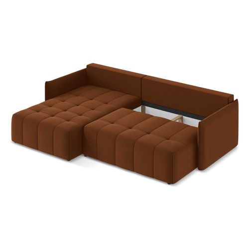 Canapé D’angle 3 Places Gauche Convertible Moku En Velours Terre Cuite