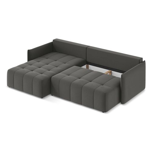 Canapé D’angle 3 Places Gauche Convertible Moku En Velours Acier