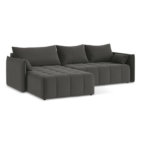 Canapé D’angle 3 Places Gauche Convertible Moku En Velours Acier