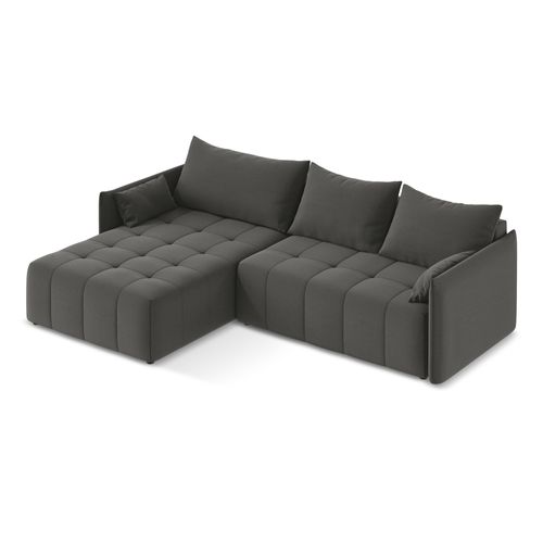 Canapé D’angle 3 Places Gauche Convertible Moku En Velours Acier