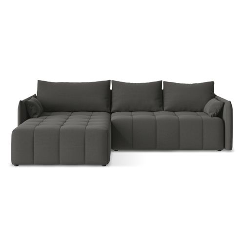 Canapé D’angle 3 Places Gauche Convertible Moku En Velours Acier