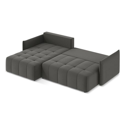 Canapé D’angle 3 Places Gauche Convertible Moku En Velours Acier