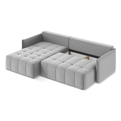 Canapé D’angle 3 Places Gauche Convertible Moku En Velours Gris