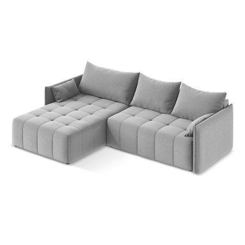 Canapé D’angle 3 Places Gauche Convertible Moku En Velours Gris