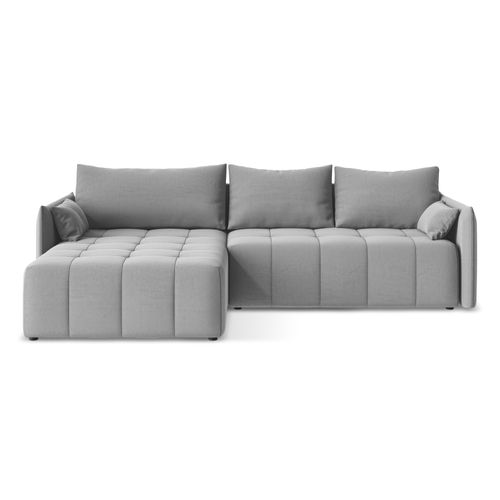 Canapé D’angle 3 Places Gauche Convertible Moku En Velours Gris