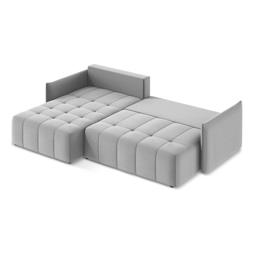 Canapé D’angle 3 Places Gauche Convertible Moku En Velours Gris