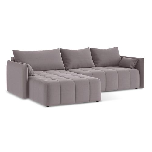 Canapé D’angle 3 Places Gauche Convertible Moku En Velours Lavande
