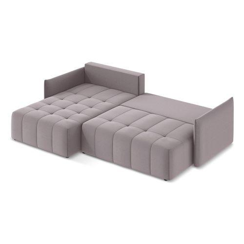 Canapé D’angle 3 Places Gauche Convertible Moku En Velours Lavande