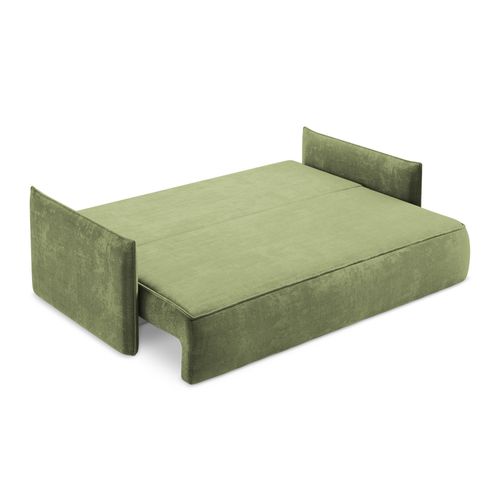 Canapé 3 Places Convertible Hula En Tissu Chenille Vert