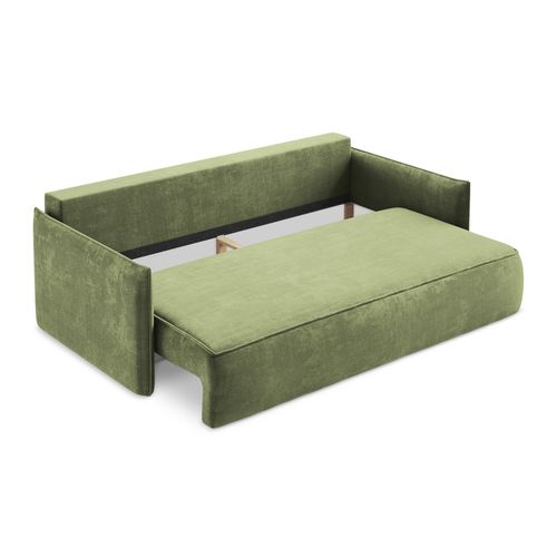 Canapé 3 Places Convertible Hula En Tissu Chenille Vert