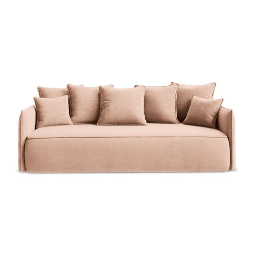 Canapé 3 Places Convertible Hula En Tissu Chenille Pêche