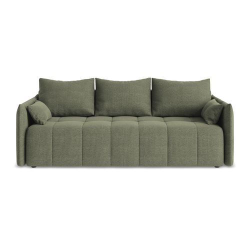 Canapé 3 Places Convertible Moku En Tissu Bouclette Olive