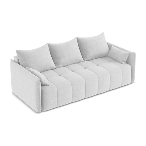 Canapé 3 Places Convertible Moku En Tissu Bouclette Argent