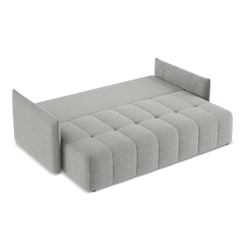 Canapé 3 Places Convertible Moku En Tissu Bouclette Gris Clair