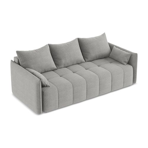 Canapé 3 Places Convertible Moku En Tissu Bouclette Gris Clair