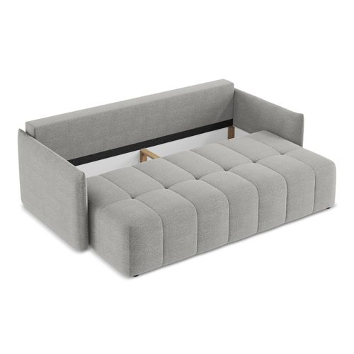 Canapé 3 Places Convertible Moku En Tissu Bouclette Gris Clair
