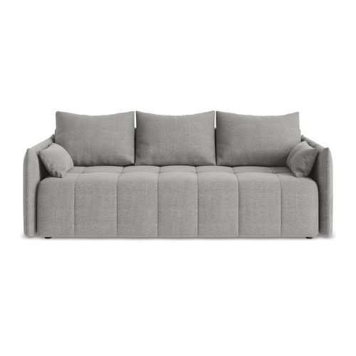 Canapé 3 Places Convertible Moku En Tissu Bouclette Gris Clair