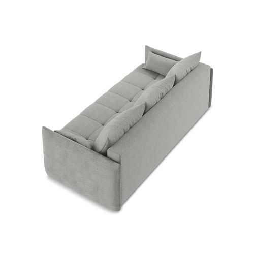 Canapé 3 Places Convertible Moku En Tissu Bouclette Gris Clair