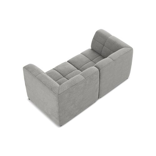 Canapé Modulable 2 Places Aloha En Tissu Bouclette Gris Clair
