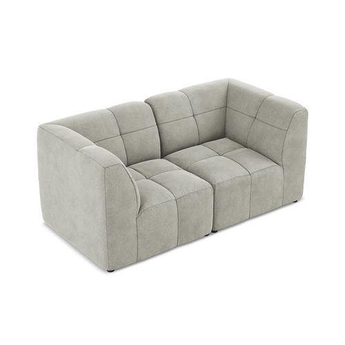 Canapé Modulable 2 Places Aloha En Velours Gris Clair