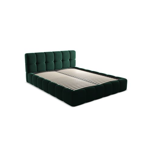 Lit Coffre Nalu 160x200 Cm En Velours Bouteille Verte