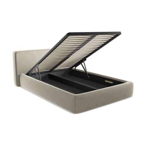 Lit Coffre Kiana 140x200 Cm En Velours Perle