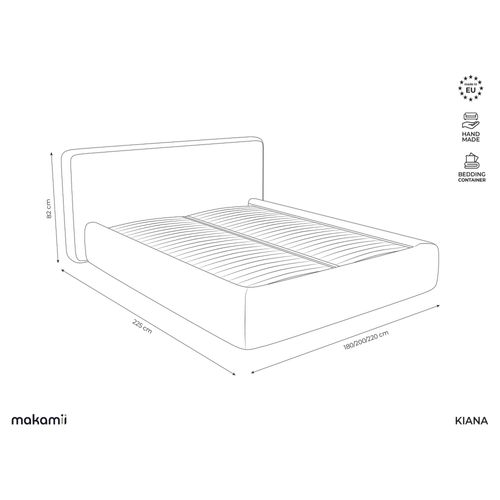 Lit Coffre Kiana 140x200 Cm En Velours Perle