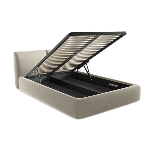 Lit Coffre Hoku 140x200 Cm En Velours Perle