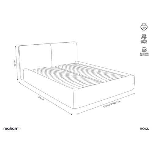 Lit Coffre Hoku 140x200 Cm En Velours Perle