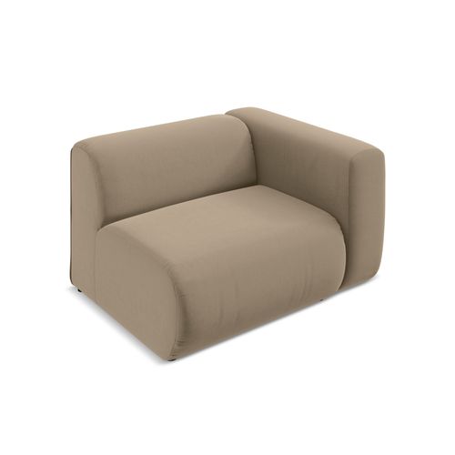 Module Avec Accoudoirs Droit Ekahi En Velours Beige Clair