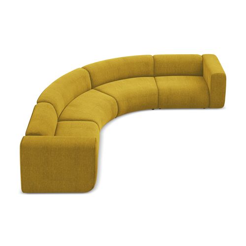 Canapé D'angle Modulable Ekahi En Tissu Chenille Moutarde