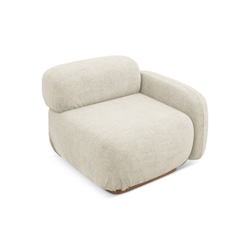 Module Avec Accoudoirs Droit Ailani En Tissu Bouclette Beige Clair