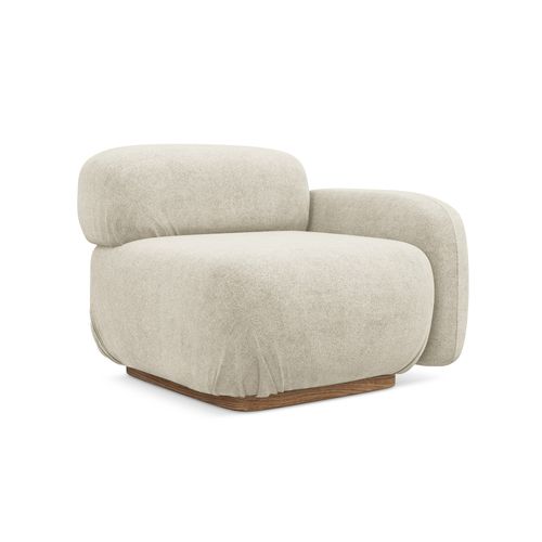 Module Avec Accoudoirs Droit Ailani En Tissu Bouclette Beige Clair