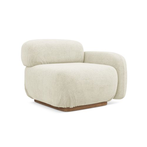 Module Avec Accoudoirs Droit Ailani En Tissu Bouclette Blanc