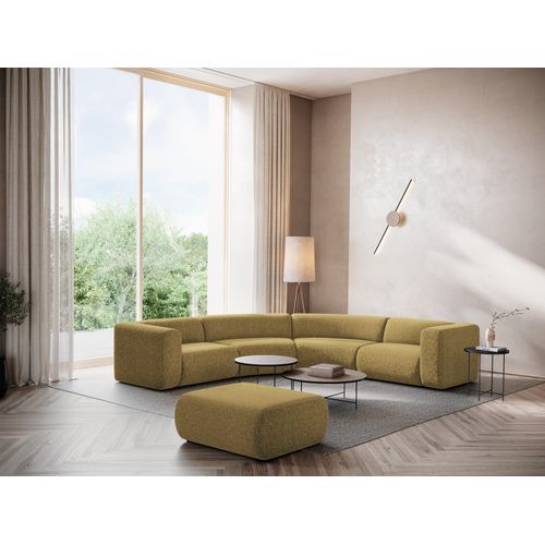 Pouf Ekahi En Tissu Texturé Moutarde