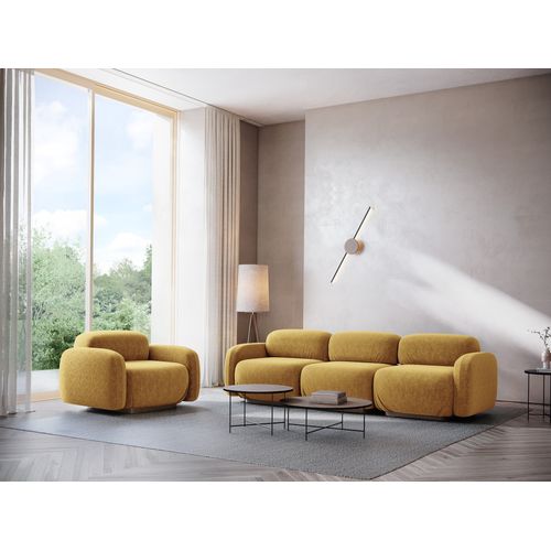 Module Avec Accoudoirs Droit Ailani En Tissu Chenille Moutarde