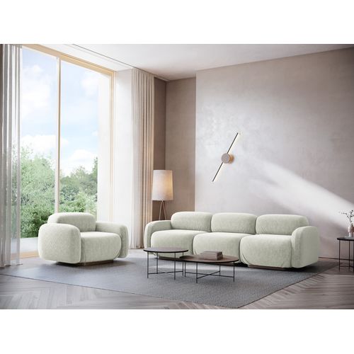 Module Avec Accoudoirs Droit Ailani En Tissu Chenille Blanc