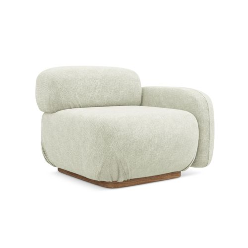 Module Avec Accoudoirs Droit Ailani En Tissu Chenille Blanc