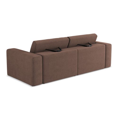 Canapé Modulable 3 Places Kalea En Tissu Texturé Rose Poudré