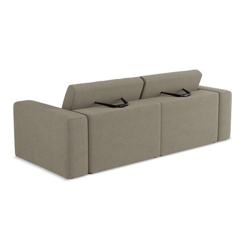 Canapé Modulable 3 Places Kalea En Tissu Texturé Beige Foncé