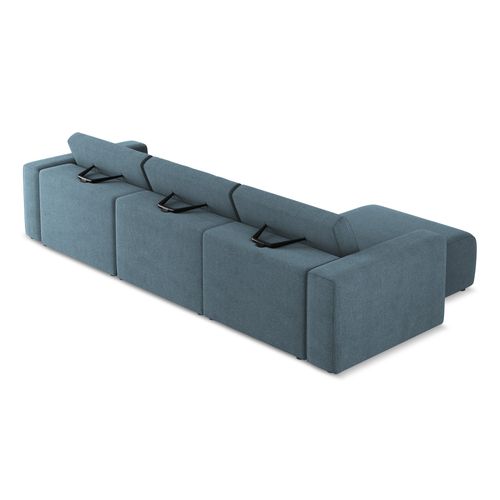 Canapé Modulable D’angle M Gauche Kalea En Tissu Texturé Bleu Clair