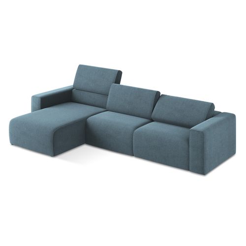 Canapé Modulable D’angle M Gauche Kalea En Tissu Texturé Bleu Clair