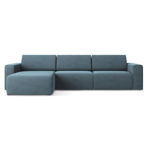 Canapé Modulable D’angle M Gauche Kalea En Tissu Texturé Bleu Clair